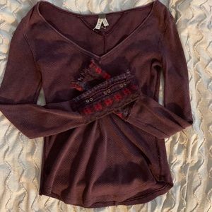 Free People Thermal Knit Cuff Henley M